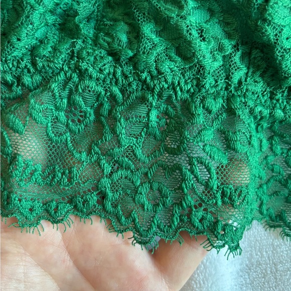 Aerie Bra Vibrant Green Lace Bralette Striped Mesh Scoop Size M - Picture 10 of 10